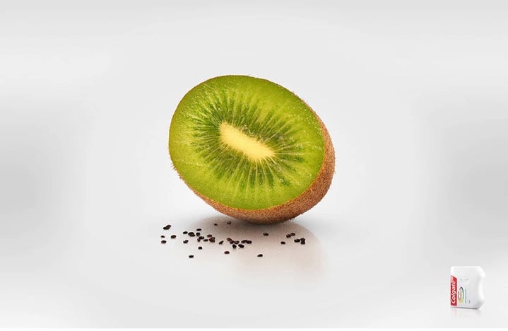 Colgate Kiwi no seeds floss advert Colgate Kiwi no seeds floss advert