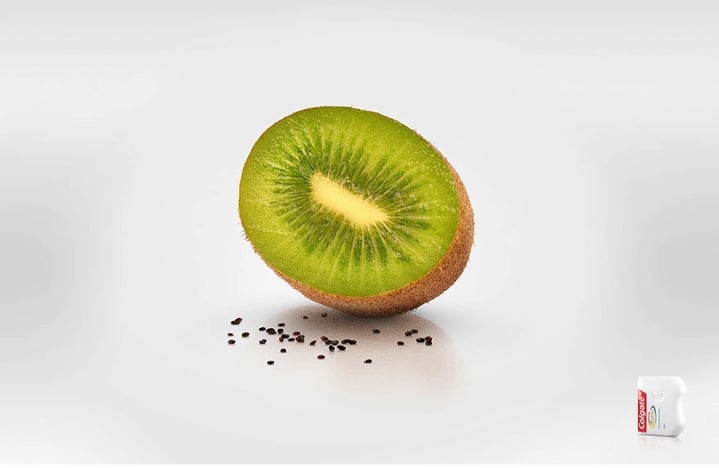 Colgate Kiwi no seeds floss advert