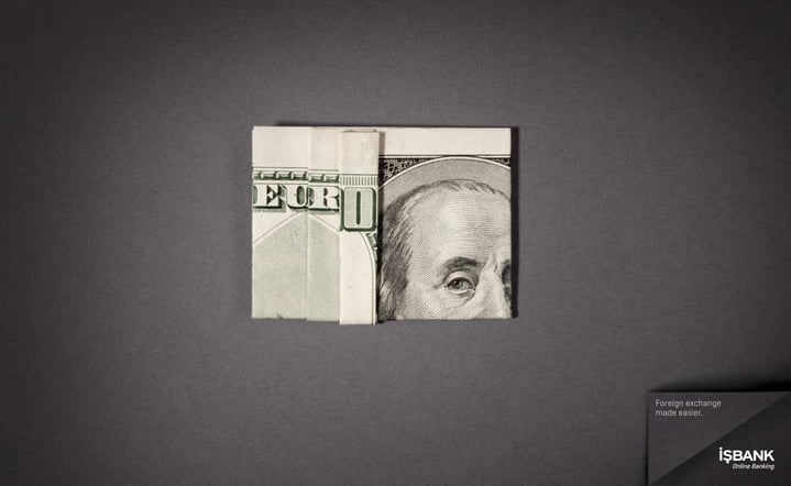 Leo Burnett Folded Dollar Euro Advert