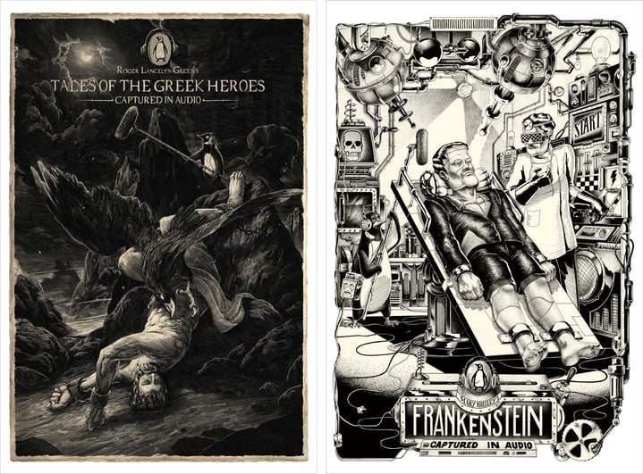Penguin Audiobooks recording Frankenstein Greek Myths Cover