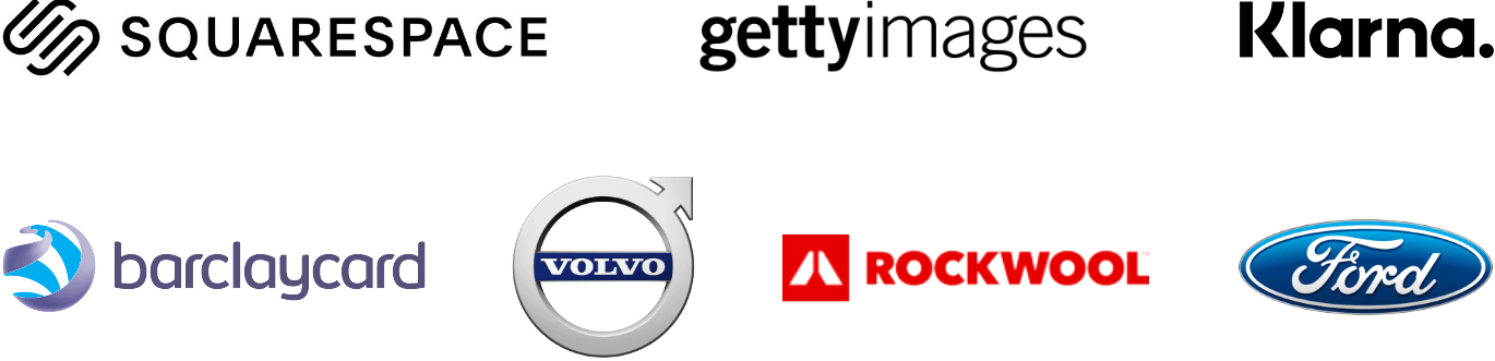 Squarespace, Getty Images, Klarna, Barclaycard, Volvo, Rockwool and Ford